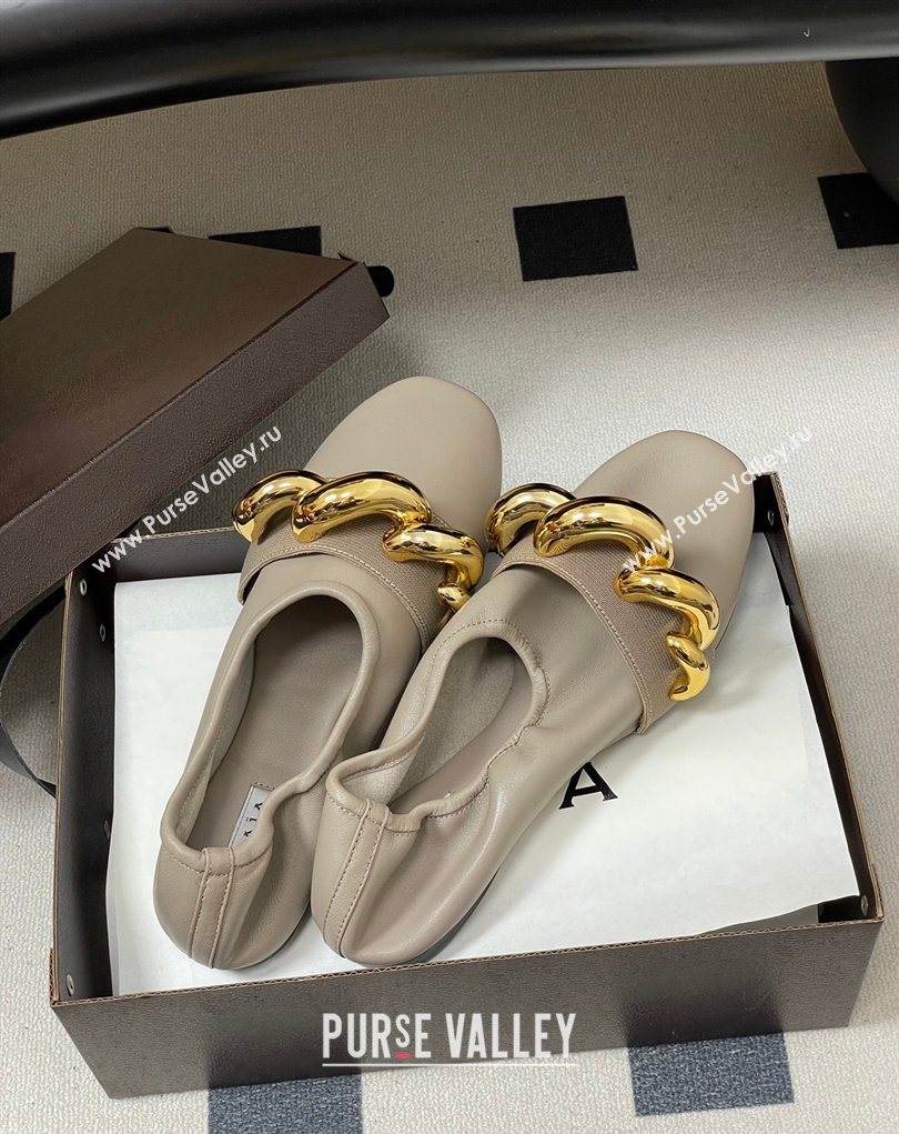 Alaia Jewel Slippers Flat in Leather Grey 2026 AL020705 (MD-260207070)