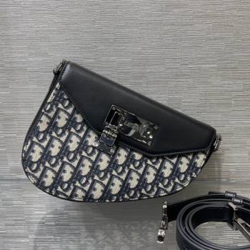 Dior Mens Lock Sanddle Bag in Oblique Jacquard Canvas and Calfskin Black 2021 (XXG-21090701)