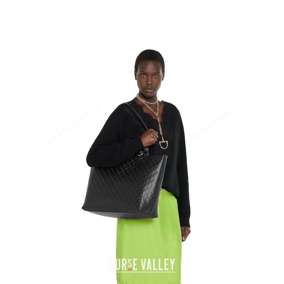 Gucci GG Emblem Leather large tote bag Ancora Red 2025 847455 (DLH-250808111)