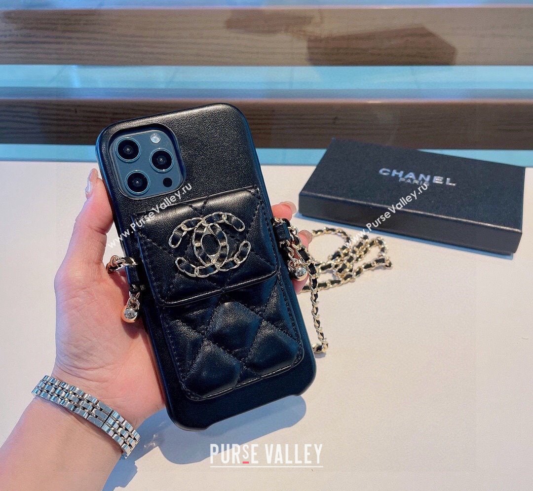 Chanel Quilted iPhone Case with Chain Black 2024 0727016 (A-240727031)