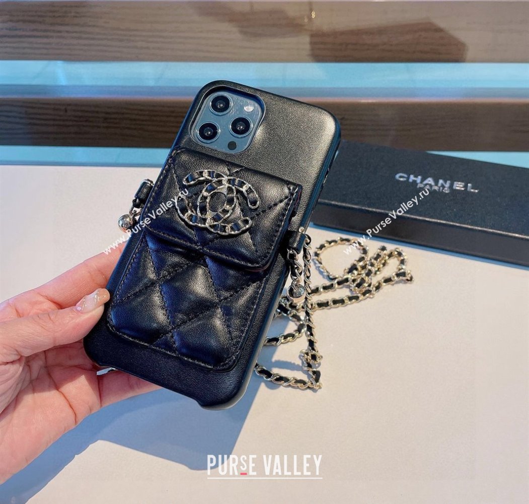 Chanel Quilted iPhone Case with Chain Black 2024 0727016 (A-240727031)