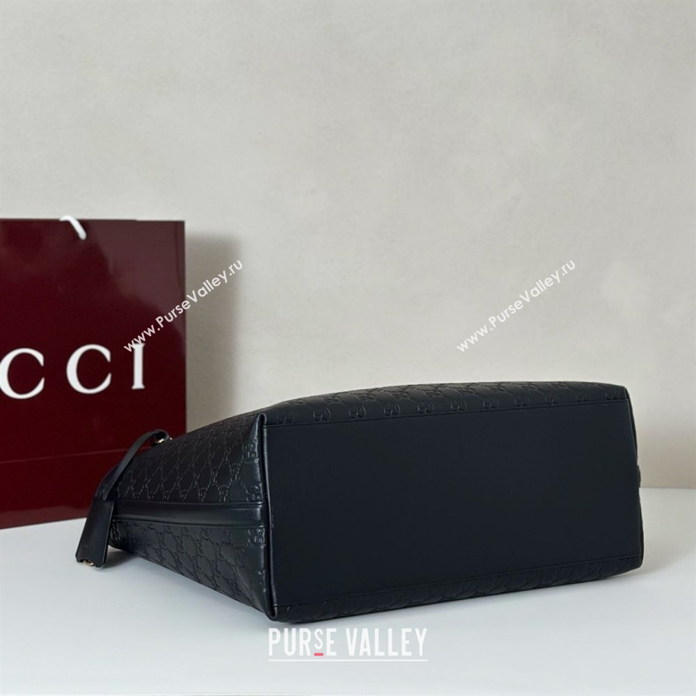 Gucci GG Emblem Leather large tote bag Black 2025 847455 (DLH-250808110)