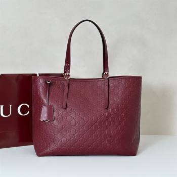 Gucci GG Emblem Leather large tote bag Ancora Red 2025 847455 (DLH-250808111)