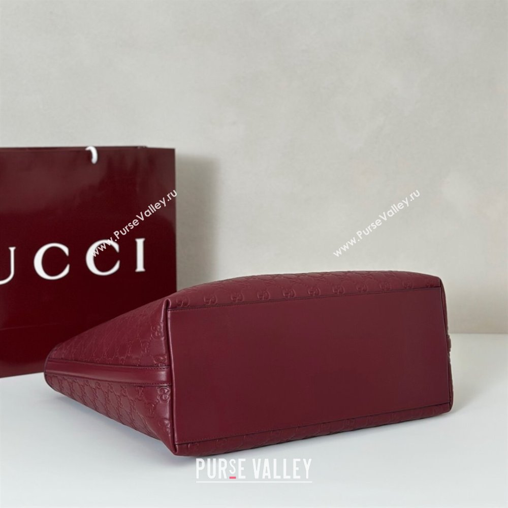Gucci GG Emblem Leather large tote bag Ancora Red 2025 847455 (DLH-250808111)
