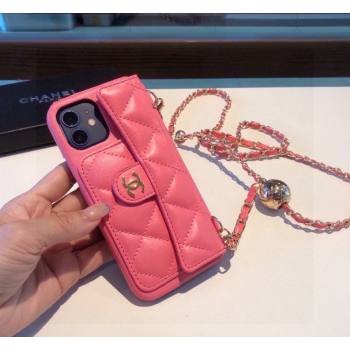 Chanel iPhone Case with Bow and Chain Pink 2024 0727014 (A-240727032)