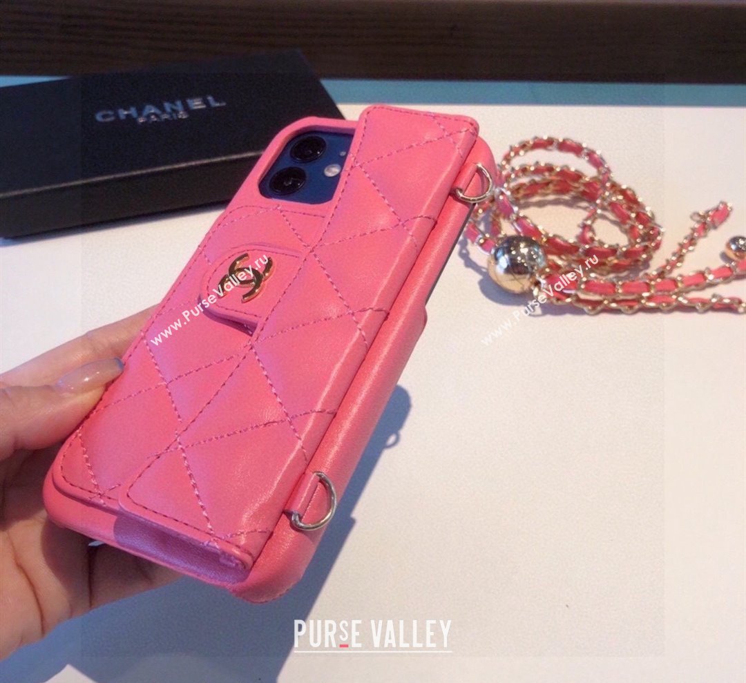 Chanel iPhone Case with Bow and Chain Pink 2024 0727014 (A-240727032)