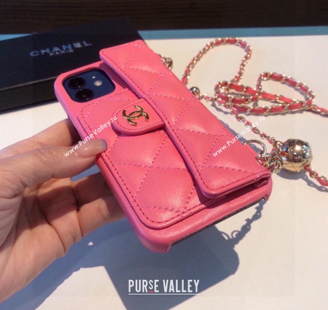 Chanel iPhone Case with Bow and Chain Pink 2024 0727014 (A-240727032)