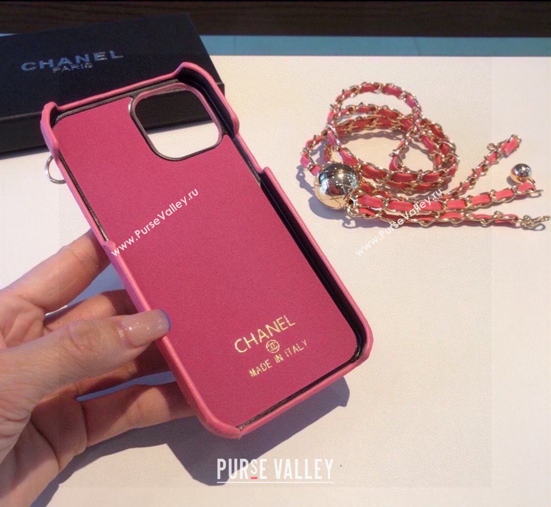 Chanel iPhone Case with Bow and Chain Pink 2024 0727014 (A-240727032)