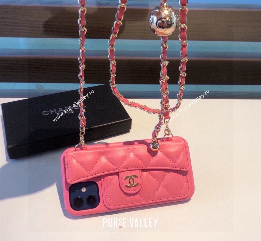 Chanel iPhone Case with Bow and Chain Pink 2024 0727014 (A-240727032)