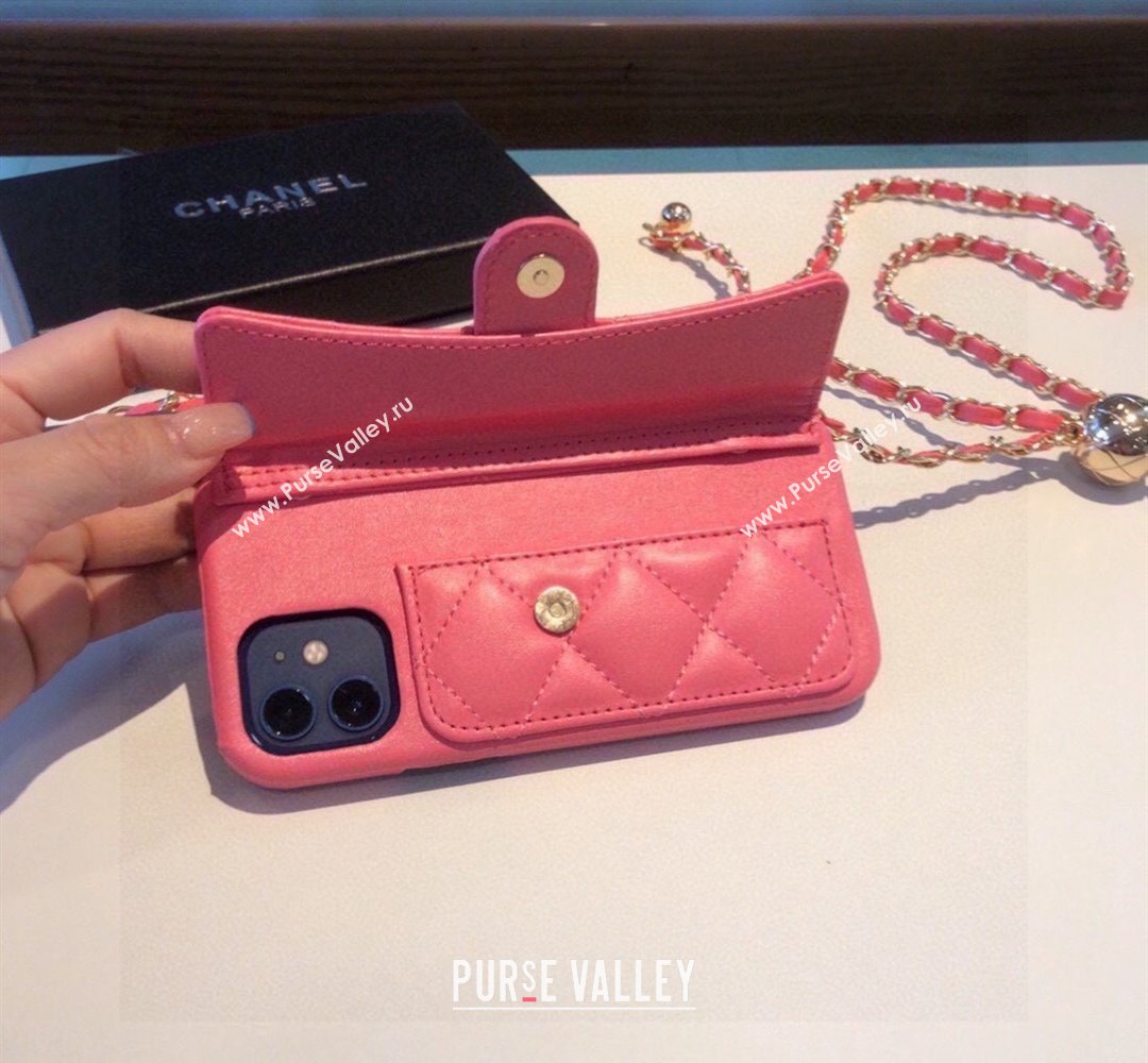 Chanel iPhone Case with Bow and Chain Pink 2024 0727014 (A-240727032)