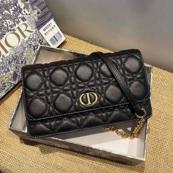 Dior Caro Belt Pouch with Chain in Black Supple Cannage Calfskin 2021 (XXG-21090706)