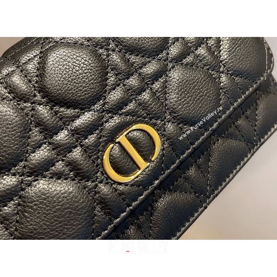 Dior Caro Belt Pouch with Chain in Black Supple Cannage Calfskin 2021 (XXG-21090706)