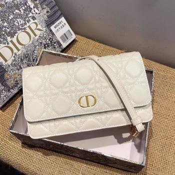 Dior Caro Belt Pouch with Chain in Latte White Supple Cannage Calfskin 2021 (XXG-21090704)