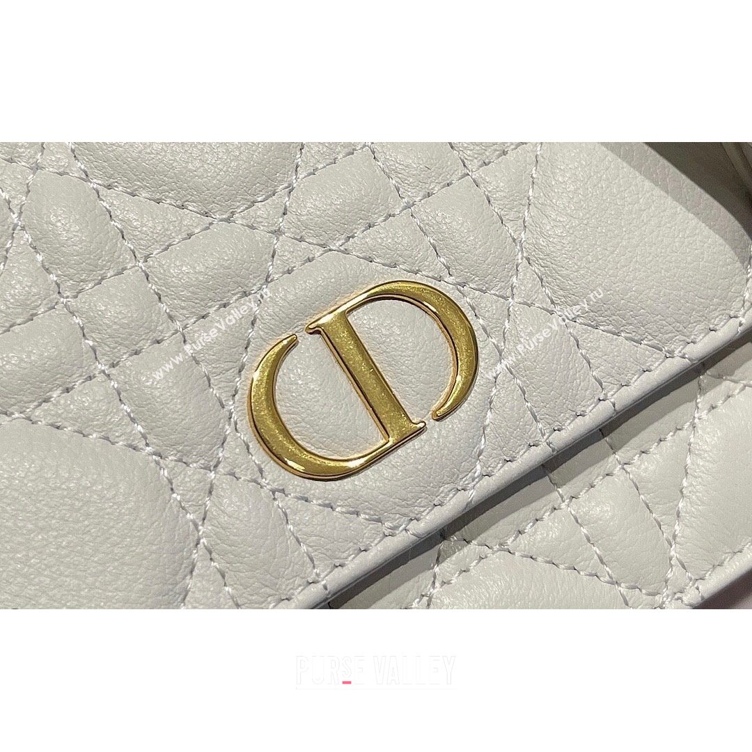 Dior Caro Belt Pouch with Chain in Latte White Supple Cannage Calfskin 2021 (XXG-21090704)