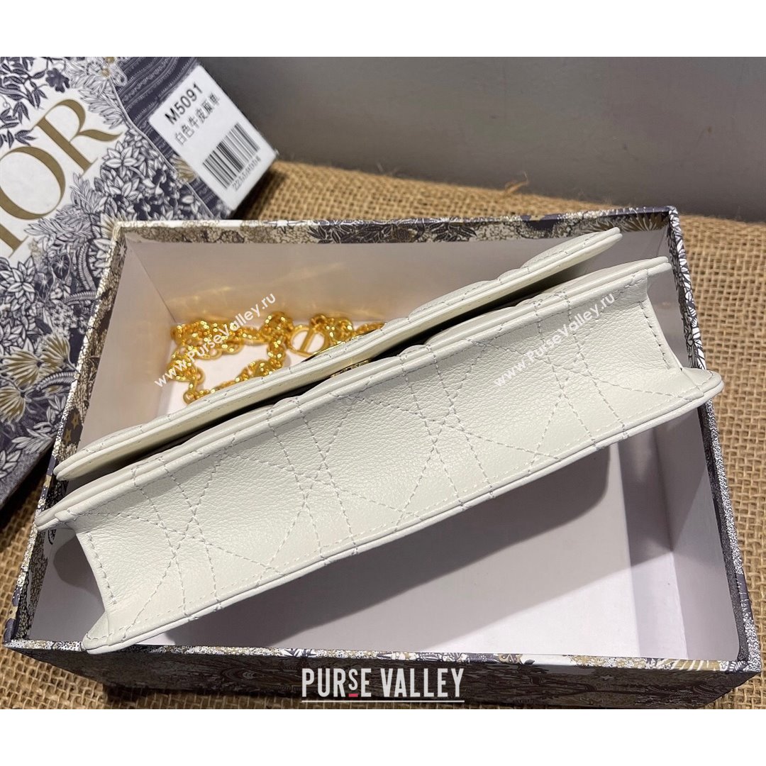 Dior Caro Belt Pouch with Chain in Latte White Supple Cannage Calfskin 2021 (XXG-21090704)