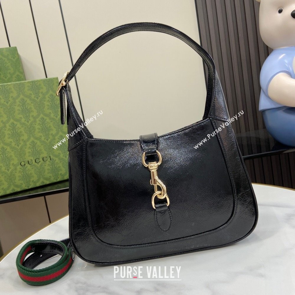 Gucci Jackie Small Shoulder Bag in Patent Leather 782849 Black 2024 (XLU-24041122)