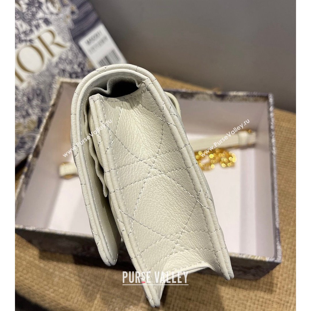Dior Caro Belt Pouch with Chain in Latte White Supple Cannage Calfskin 2021 (XXG-21090704)