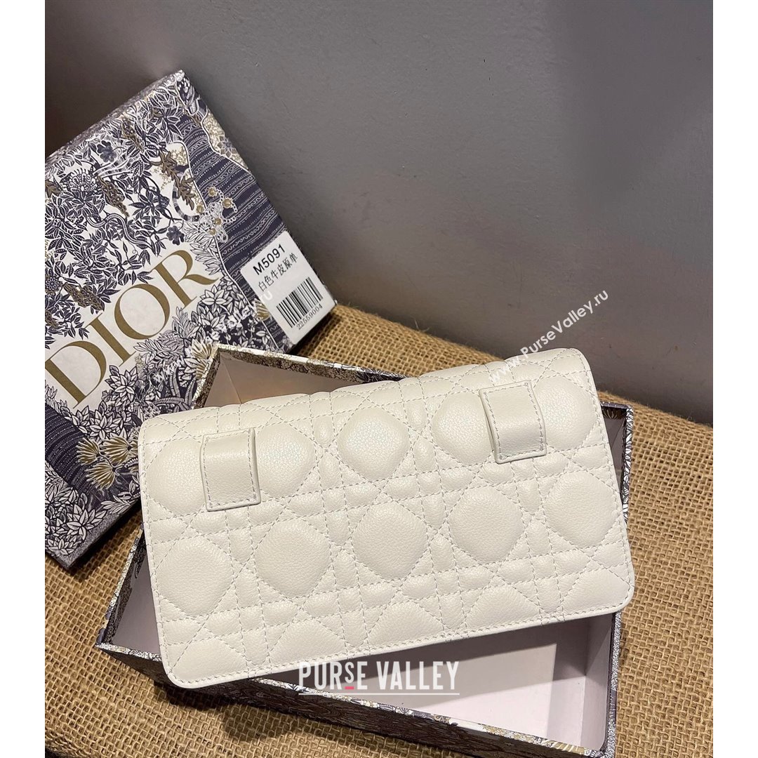 Dior Caro Belt Pouch with Chain in Latte White Supple Cannage Calfskin 2021 (XXG-21090704)