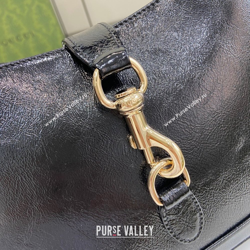 Gucci Jackie Small Shoulder Bag in Patent Leather 782849 Black 2024 (XLU-24041122)