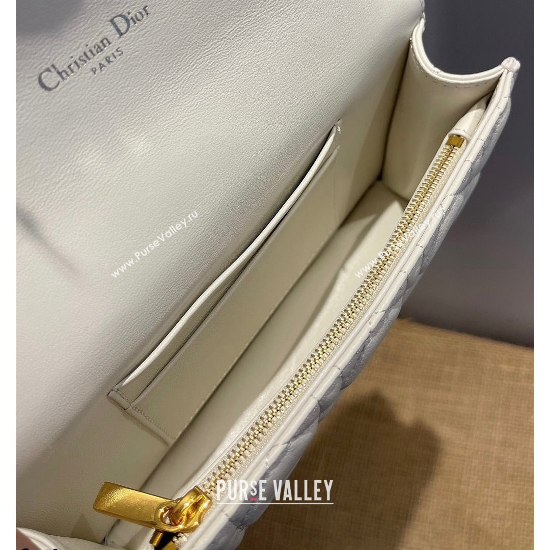 Dior Caro Belt Pouch with Chain in Latte White Supple Cannage Calfskin 2021 (XXG-21090704)