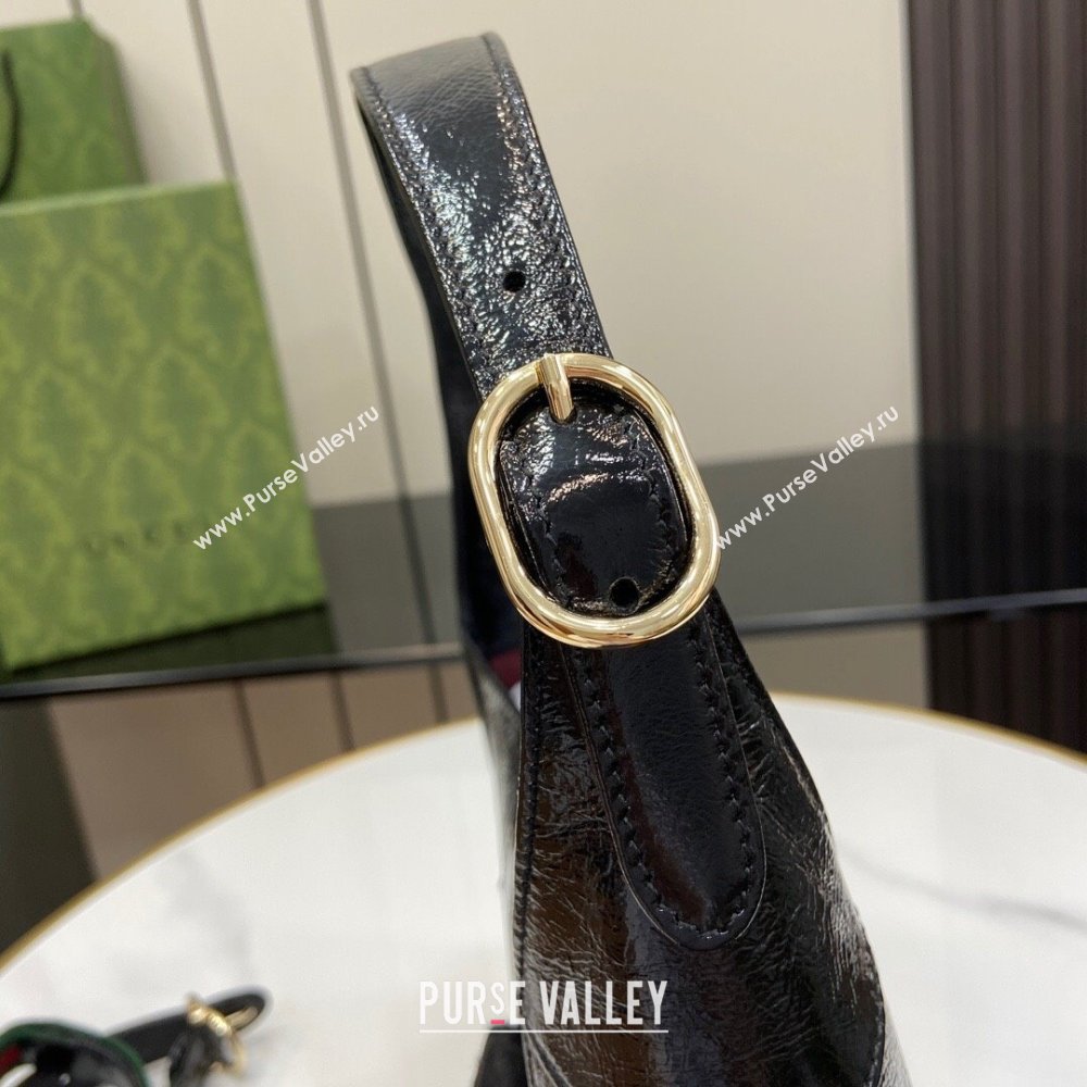 Gucci Jackie Small Shoulder Bag in Patent Leather 782849 Black 2024 (XLU-24041122)