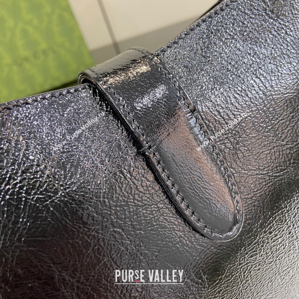 Gucci Jackie Small Shoulder Bag in Patent Leather 782849 Black 2024 (XLU-24041122)