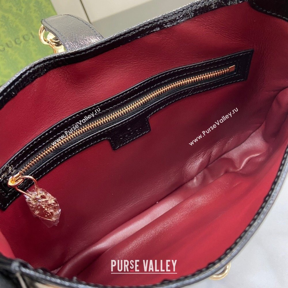 Gucci Jackie Small Shoulder Bag in Patent Leather 782849 Black 2024 (XLU-24041122)