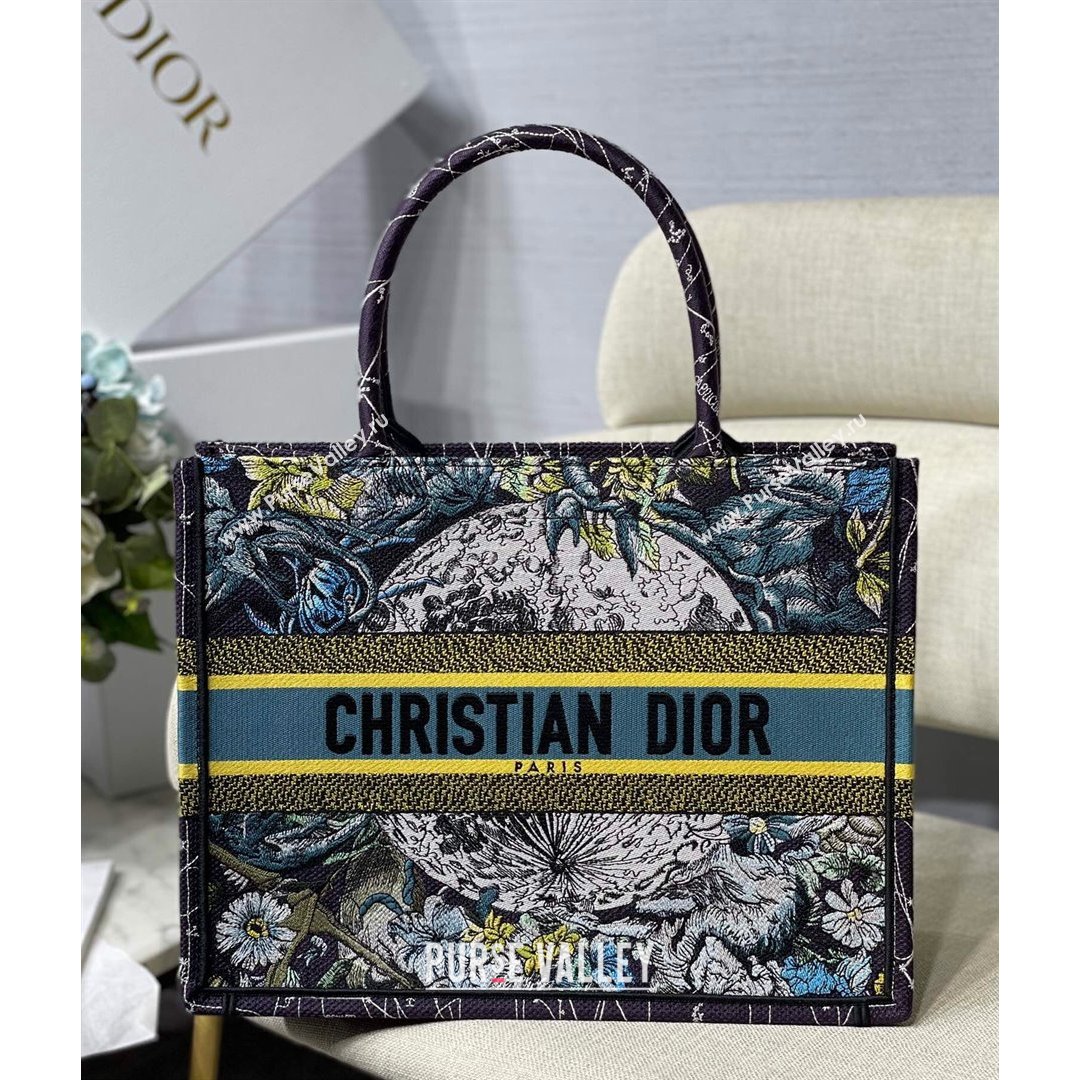 Dior Small Book Tote Bag in Blue Constellation Embroidery 2021 (XXG-21090708)