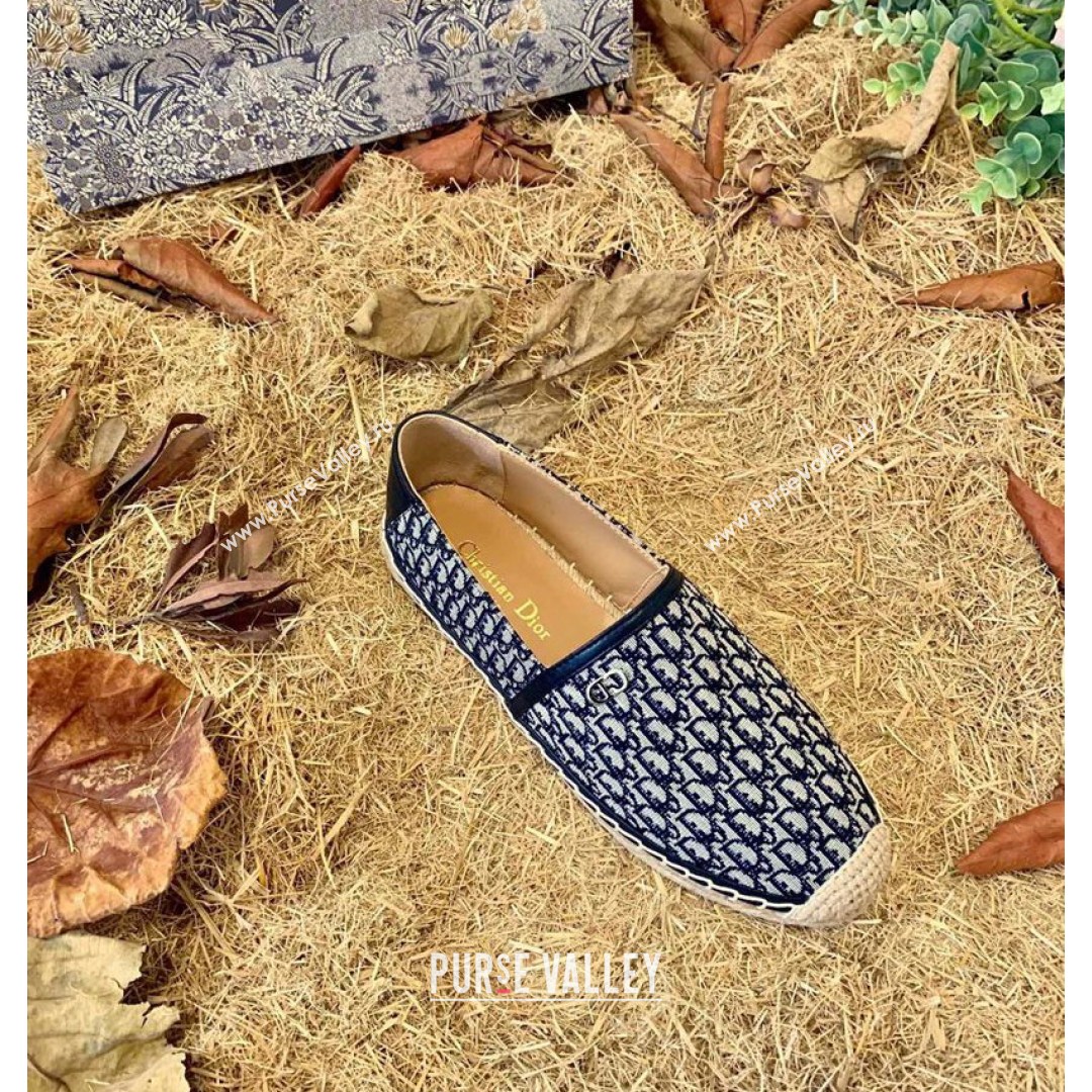 Dior Flat Espadrilles in Oblique Embroidered Canvas Blue 2021 (HB-21081315)