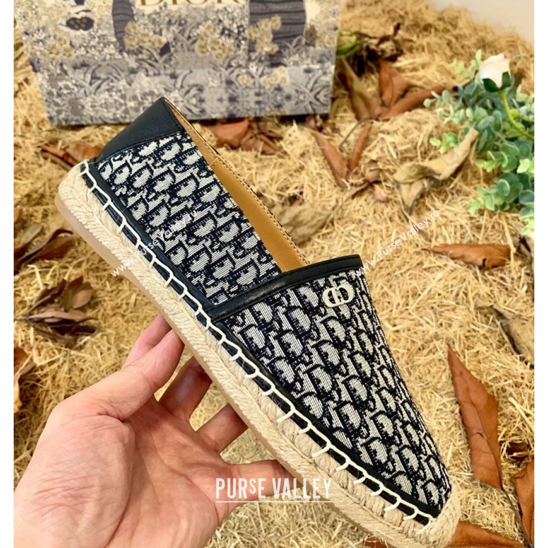 Dior Flat Espadrilles in Oblique Embroidered Canvas Blue 2021 (HB-21081315)