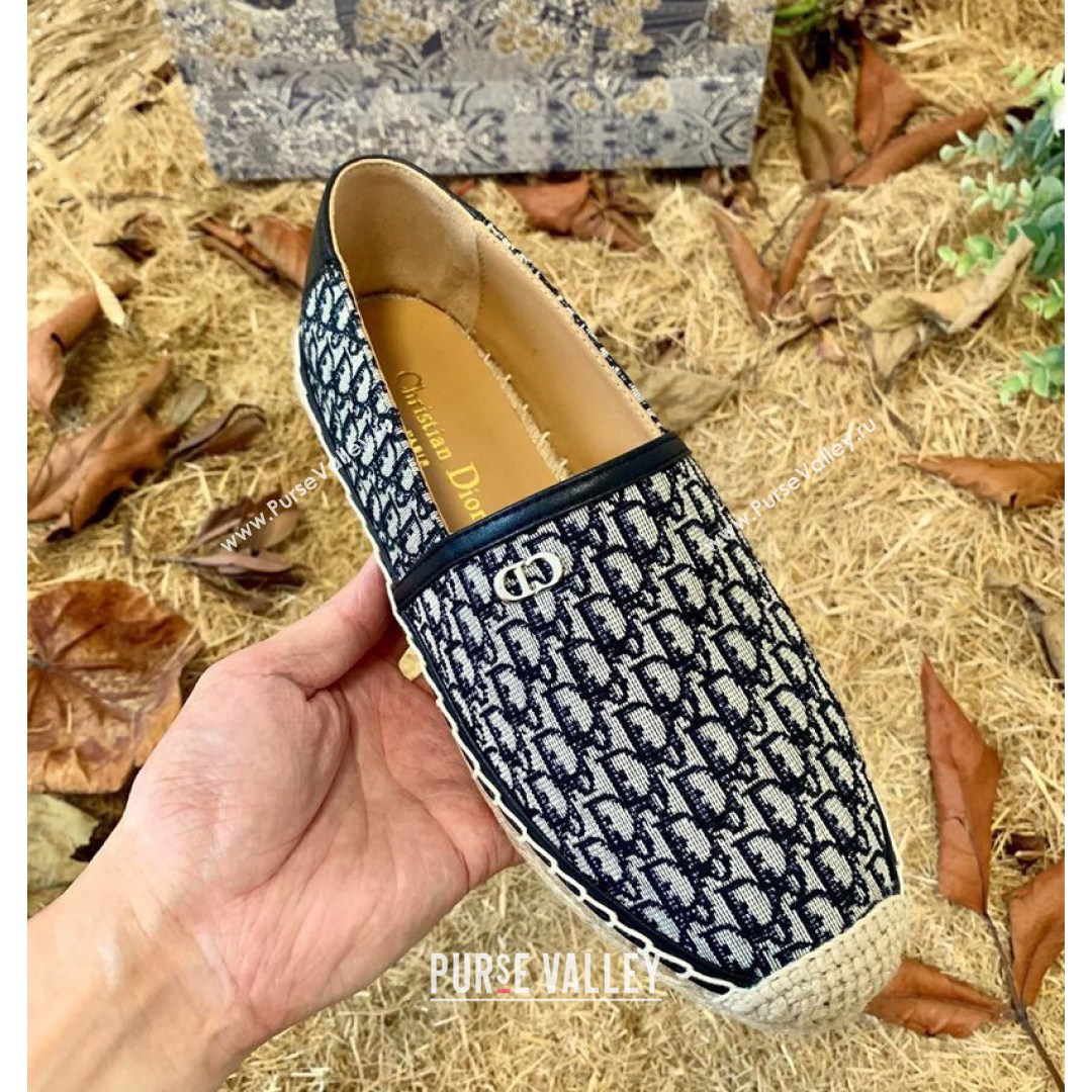 Dior Flat Espadrilles in Oblique Embroidered Canvas Blue 2021 (HB-21081315)