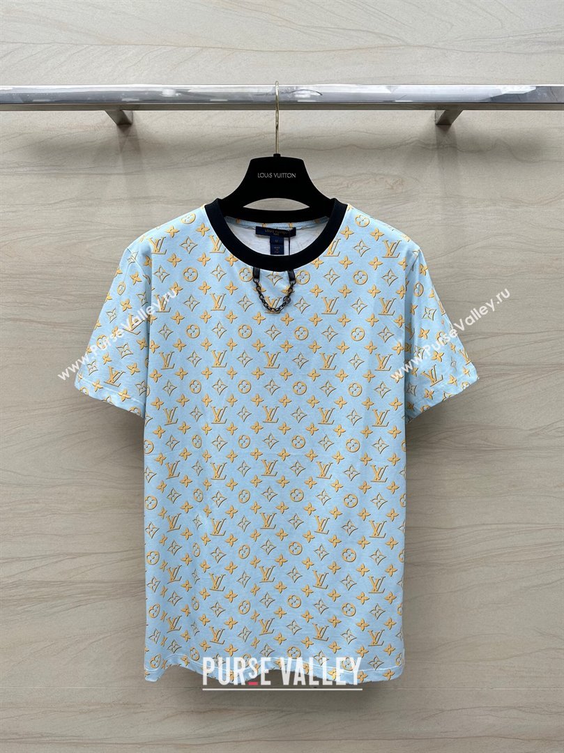 Louis Vuitton Monogram Cotton T-shirt LV6614 Blue 2024 (Q-24060614)