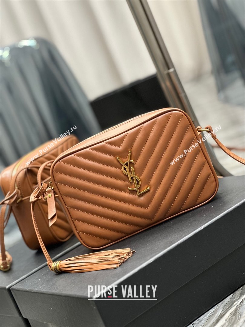 Saint Laurent Lou Camera Shoulder Bag in Quilted Leather 520534 Brown 2024 (MHUI-24102906)