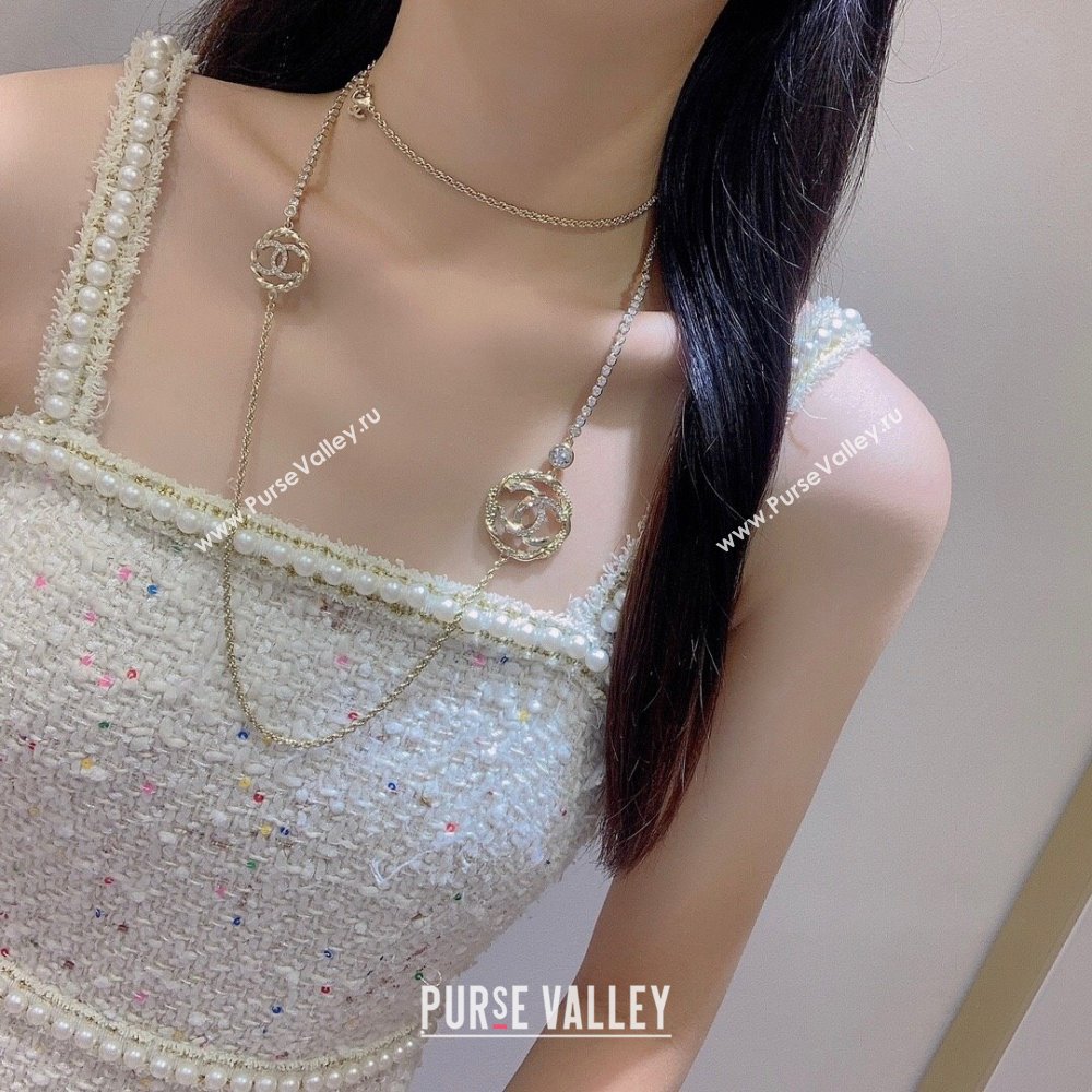 Chanel Crystal Chain Necklace CH111337 Gold 2023 (YF-23111337)