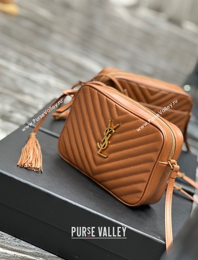 Saint Laurent Lou Camera Shoulder Bag in Quilted Leather 520534 Brown 2024 (MHUI-24102906)