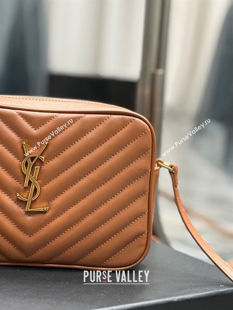 Saint Laurent Lou Camera Shoulder Bag in Quilted Leather 520534 Brown 2024 (MHUI-24102906)