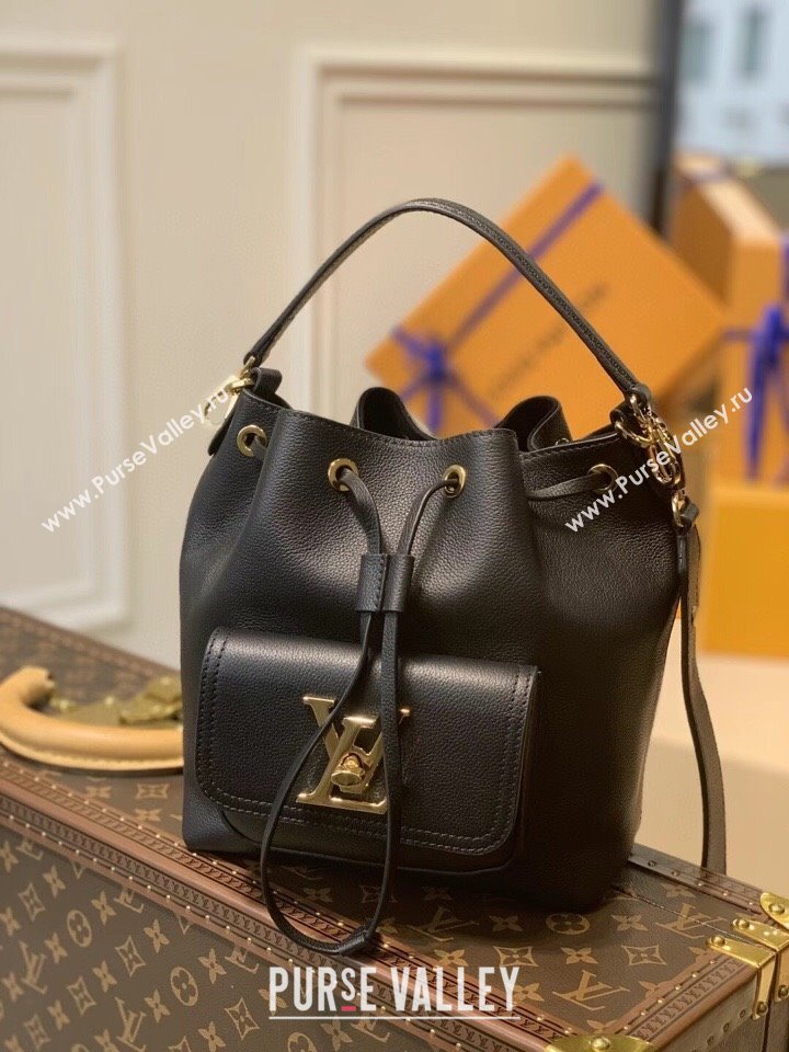 Louis Vuitton Leather Lockme Bucket M57687 Black 2025 (KI-250120057)