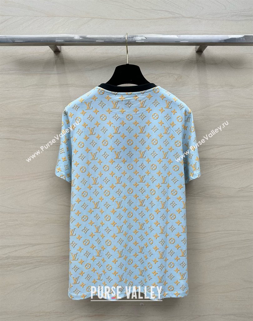 Louis Vuitton Monogram Cotton T-shirt LV6614 Blue 2024 (Q-24060614)