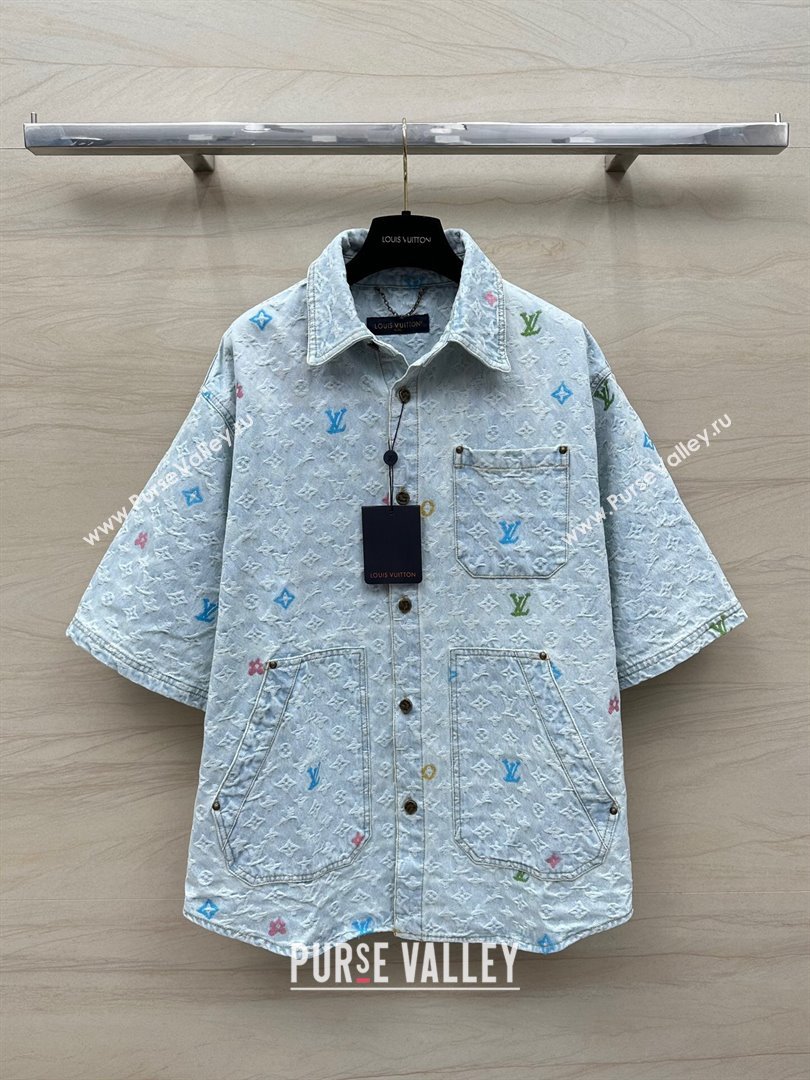 Louis Vuitton Monogram Denim Shirt LV6615 Blue 2024 (Q-24060615)