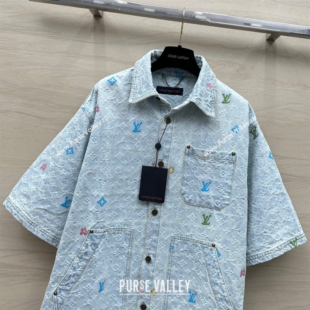 Louis Vuitton Monogram Denim Shirt LV6615 Blue 2024 (Q-24060615)