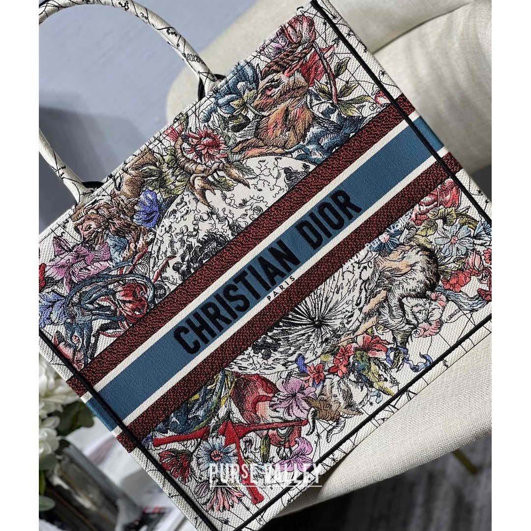 Dior Large Book Tote Bag in Latte Multicolor Constellation Embroidery 2021 (XXG-21090711)