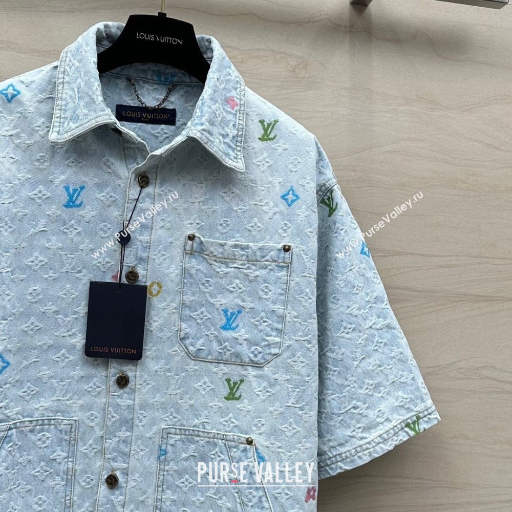 Louis Vuitton Monogram Denim Shirt LV6615 Blue 2024 (Q-24060615)