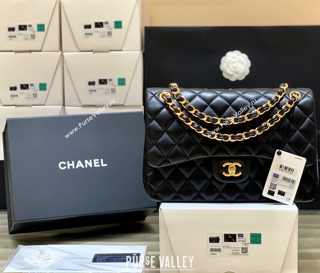 Chanel Original Lambskin Classic Large Flap Bag A58600 Black/Gold 2025 Top Quality (SHUNY-25011103)