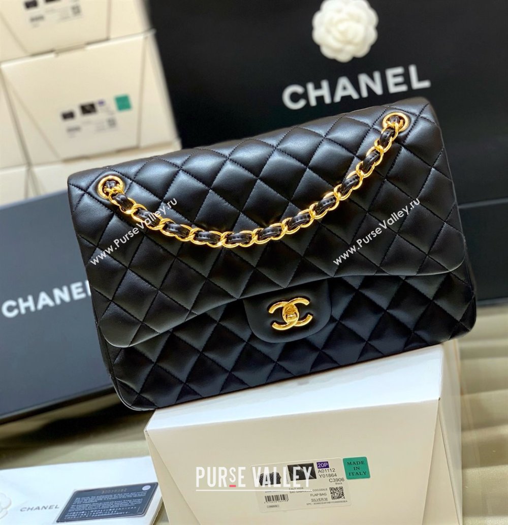 Chanel Original Lambskin Classic Large Flap Bag A58600 Black/Gold 2025 Top Quality (SHUNY-25011103)