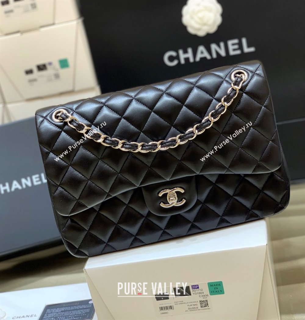 Chanel Original Lambskin Classic Large Flap Bag A58600 Black/Silver 2025 Top Quality (SHUNY-25011102)