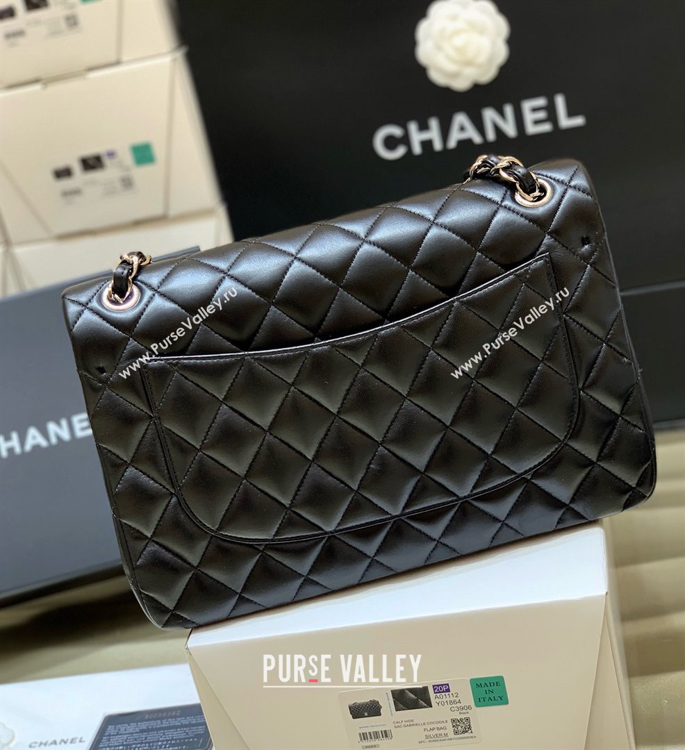 Chanel Original Lambskin Classic Large Flap Bag A58600 Black/Silver 2025 Top Quality (SHUNY-25011102)