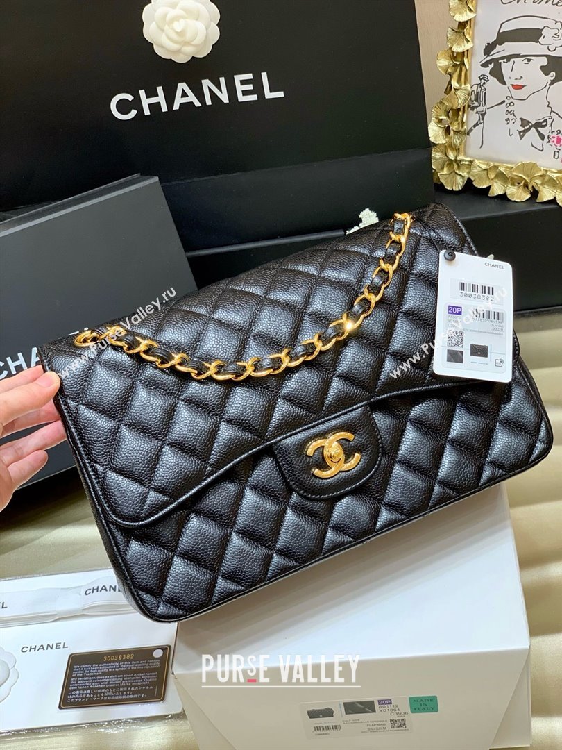 Chanel Classic Large Flap Bag in Original Grained Calfskin Leather A58600 Black/Gold 2025 Top Quality (SHUNY-25011105)