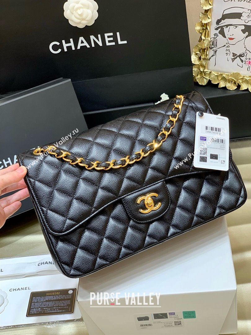 Chanel Classic Large Flap Bag in Original Grained Calfskin Leather A58600 Black/Gold 2025 Top Quality (SHUNY-25011105)