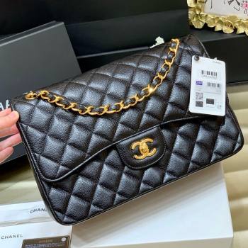 Chanel Classic Large Flap Bag in Original Grained Calfskin Leather A58600 Black/Gold 2025 Top Quality (SHUNY-25011105)