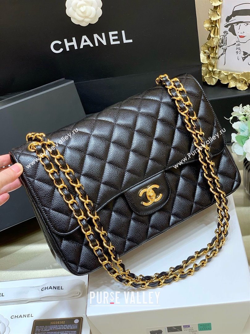 Chanel Classic Large Flap Bag in Original Grained Calfskin Leather A58600 Black/Gold 2025 Top Quality (SHUNY-25011105)